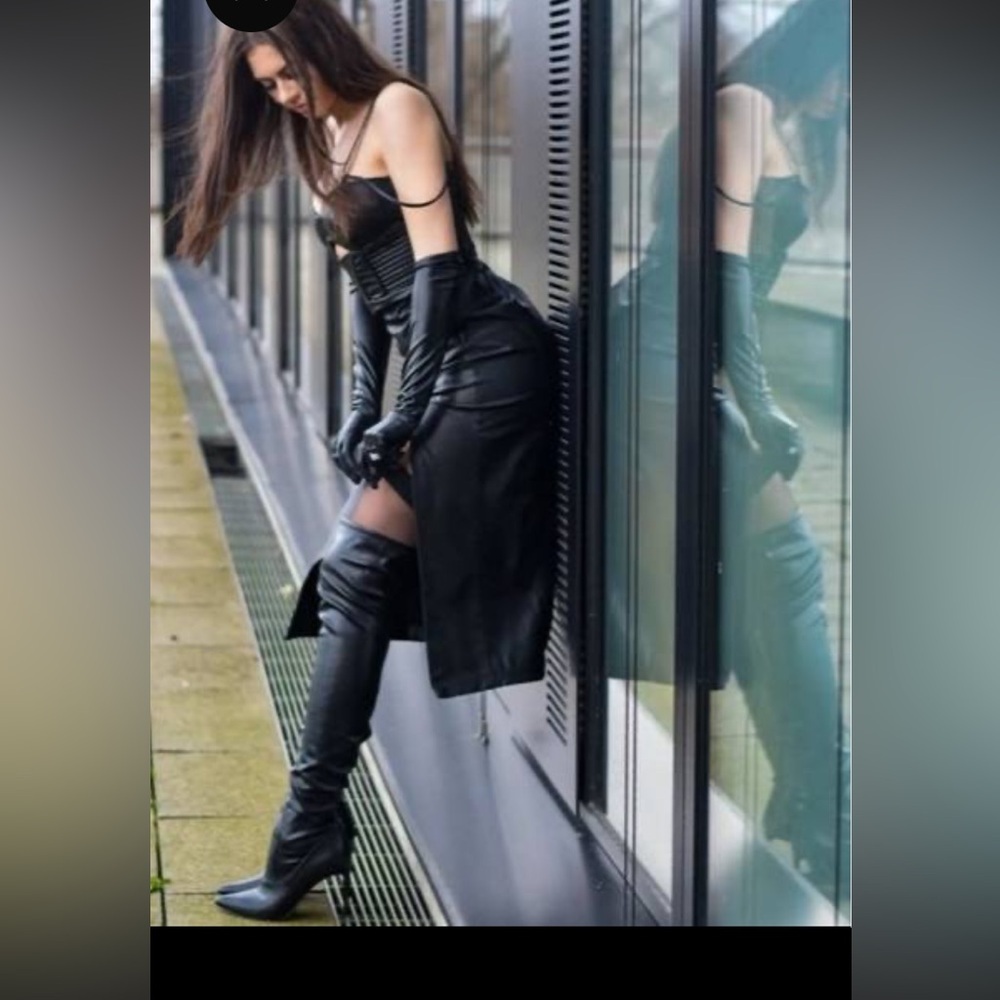 Zara Black Leather-Style Dress - Picture 3 of 11